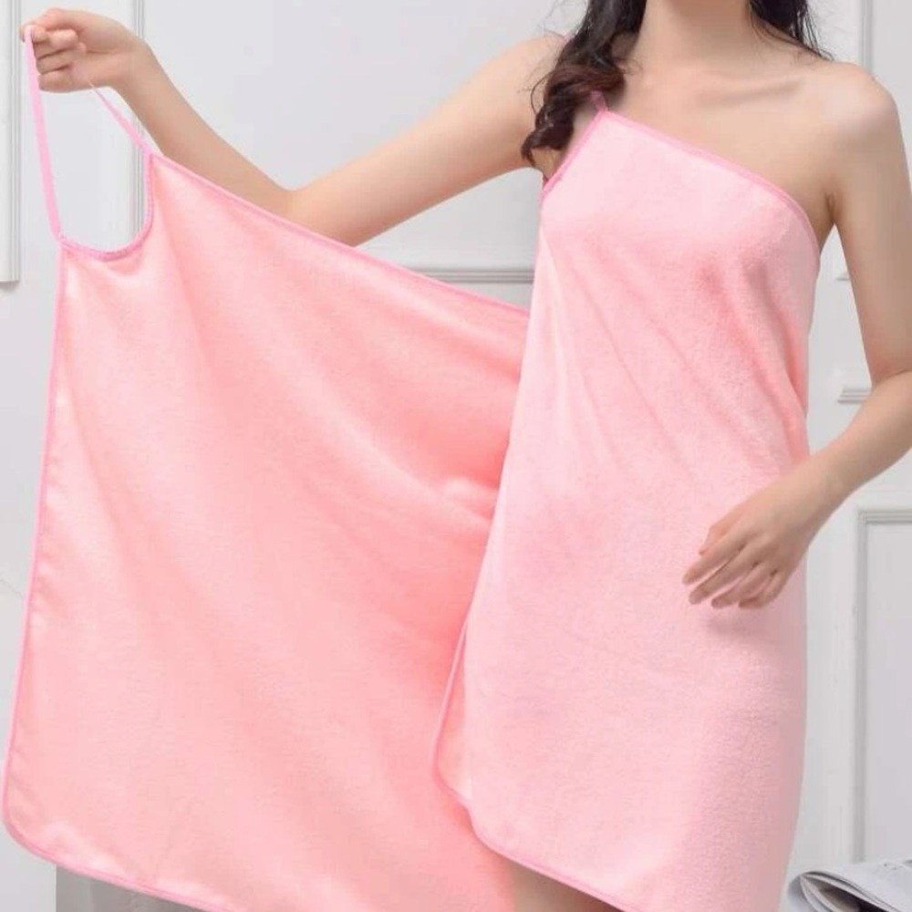 Pink wearable bath towel